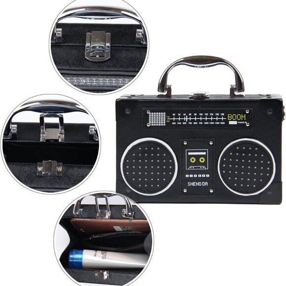 Women Radio Shaped Clutch Crossbody Bag Elegant Evening Small Shoulder - Picture 5 of 6